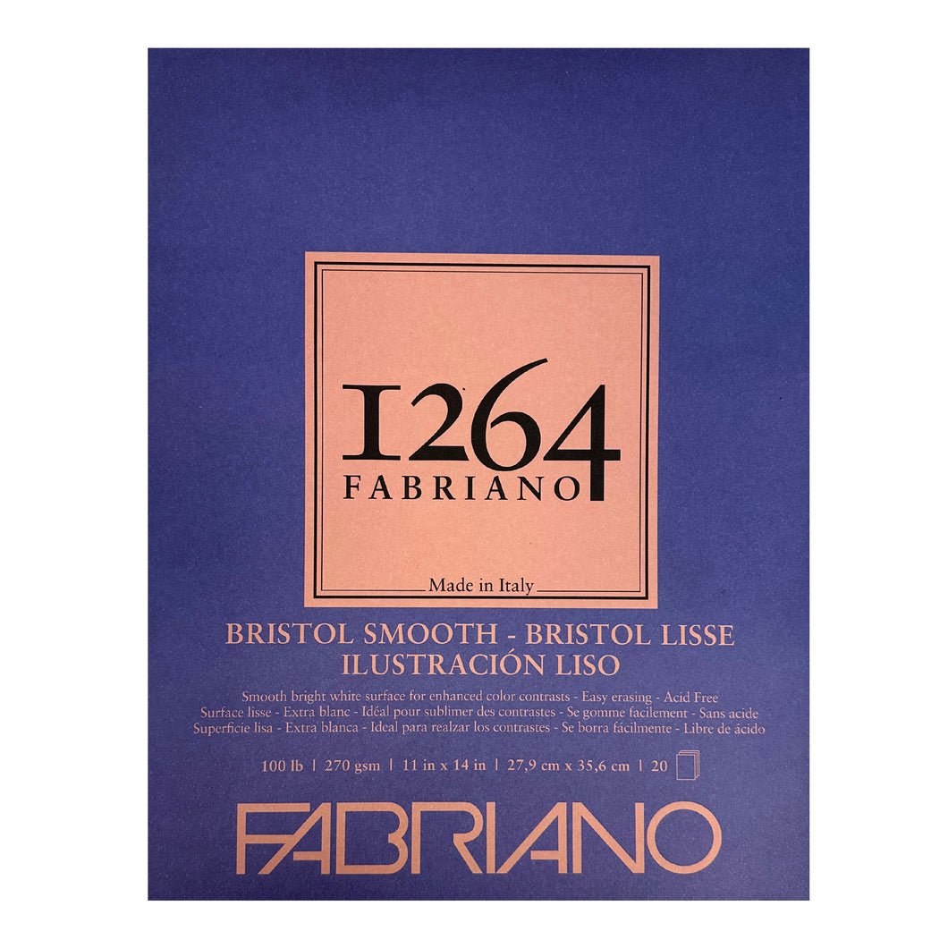 Fabriano 1264 Smooth Bristol Pad, 11 x 14 inch, White