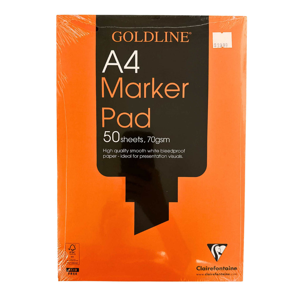 A4 Goldline Marker Pad, 70 GSM, Bleedproof, 50 Sheets - White